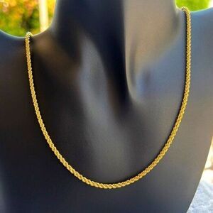 Vintage Signed Monet Chunky Gold Twisted Rope Chain 24"